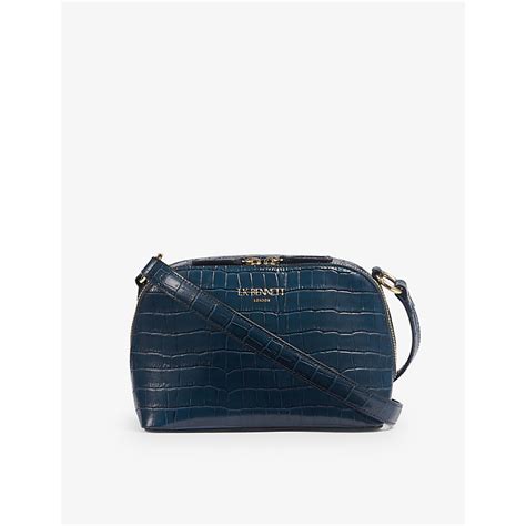 Hudson Crocodile Embossed Leather Crossbody Bag 